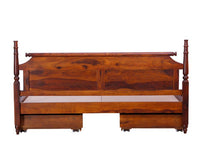 Calgary Solid Wood King Bed With Storage Drawers - King Size Bed - Furniselan-Kapasi-Brown-Finish