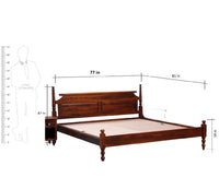 Calgary Solid Wood King Size Bed - King Size Bed - Furniselan-Kapasi-Brown-Finish