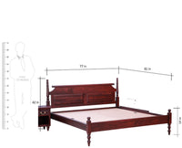Calgary Solid Wood King Size Bed - King Size Bed - Furniselan-Rosewood-Fine-Finish