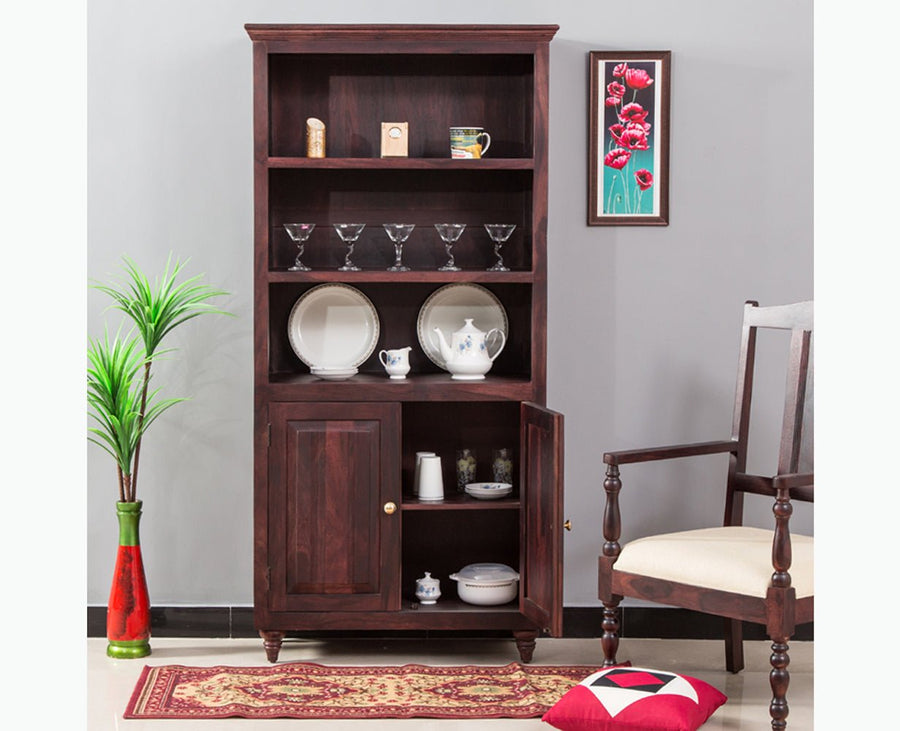 Calgary Solid Wood kitchen Crockery cabinet - Crockery Cabinet - Furniselan - Rosewood-Fine-Finish