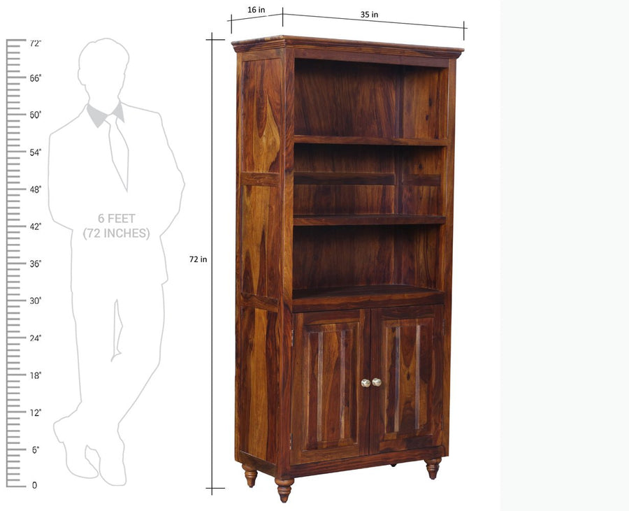 Calgary Solid Wood kitchen Crockery cabinet - Crockery Cabinet - Furniselan - Kapasi-Brown-Finish