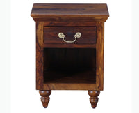 Calgary Solid Wood One Drawer Bedside Table - Bedside Table - Furniselan - Kapasi-Brown-Finish