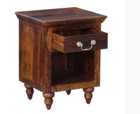 Calgary Solid Wood One Drawer Bedside Table - Bedside Table - Furniselan - Kapasi-Brown-Finish