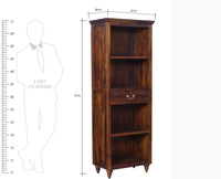 Calgary Solid Wood One Drawer Bookshelf - Bookshelf - Furniselan - Kapasi-Brown-Finish