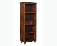 Calgary Solid Wood One Drawer Bookshelf - Bookshelf - Furniselan - Kapasi-Brown-Finish