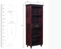 Calgary Solid Wood One Drawer Bookshelf - Bookshelf - Furniselan - Rosewood-Fine-Finish