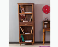 Calgary Solid Wood One Drawer Bookshelf - Bookshelf - Furniselan - Kapasi-Brown-Finish