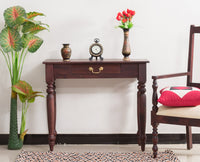 Calgary Solid Wood One Drawer Console Table - Console Table - Furniselan - Rosewood-Fine-Finish