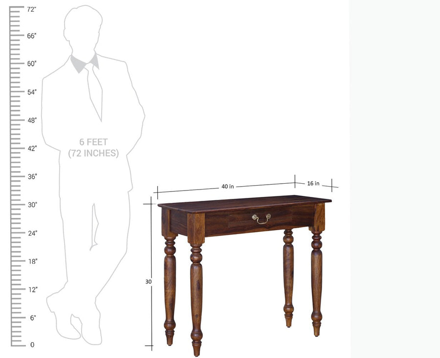 Calgary Solid Wood One Drawer Console Table - Console Table - Furniselan - Kapasi-Brown-Finish