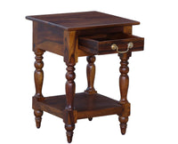 Calgary Solid Wood One Drawer Side Table - Bedside Table - Furniselan - Kapasi-Brown-Finish