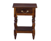 Calgary Solid Wood One Drawer Side Table - Bedside Table - Furniselan - Kapasi-Brown-Finish