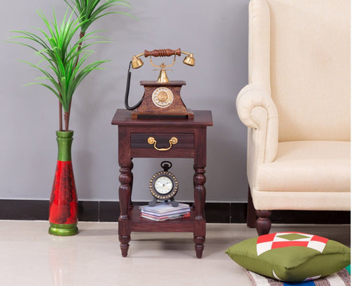 Calgary Solid Wood One Drawer Side Table - Bedside Table - Furniselan - Rosewood-Fine-Finish