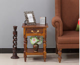 Calgary Solid Wood One Drawer Side Table - Bedside Table - Furniselan - Kapasi-Brown-Finish