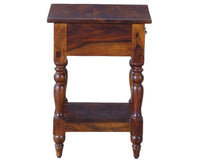 Calgary Solid Wood One Drawer Side Table - Bedside Table - Furniselan - Kapasi-Brown-Finish