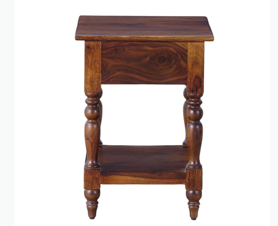 Calgary Solid Wood One Drawer Side Table - Bedside Table - Furniselan - Kapasi-Brown-Finish