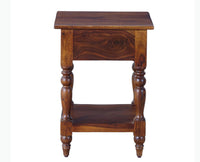 Calgary Solid Wood One Drawer Side Table - Bedside Table - Furniselan - Kapasi-Brown-Finish