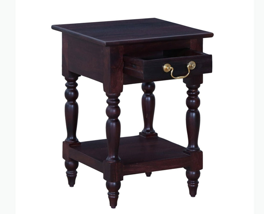 Calgary Solid Wood One Drawer Side Table - Bedside Table - Furniselan - Rosewood-Fine-Finish