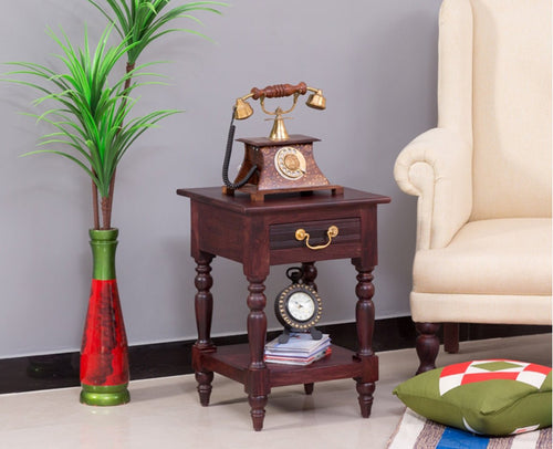 Calgary Solid Wood One Drawer Side Table - Bedside Table - Furniselan - Rosewood-Fine-Finish