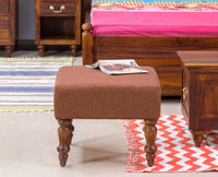 Calgary Solid Wood Pouffe Stool - Stools - Furniselan - Kapasi-Brown-Finish