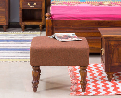 Calgary Solid Wood Pouffe Stool - Stools - Furniselan