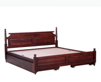 Calgary Solid Wood Queen Bed With Storage Drawers - Queen Size Bed - Furniselan-Rosewood-Fine-Finish
