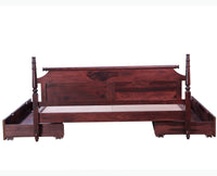 Calgary Solid Wood Queen Bed With Storage Drawers - Queen Size Bed - Furniselan-Rosewood-Fine-Finish