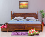 Calgary Solid Wood Queen Bed With Storage Drawers
