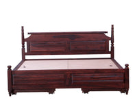 Calgary Solid Wood Queen Bed With Storage Drawers - Queen Size Bed - Furniselan-Rosewood-Fine-Finish