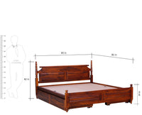 Calgary Solid Wood Queen Bed With Storage Drawers - Queen Size Bed - Furniselan-Kapasi-Brown-Finish
