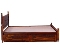 Calgary Solid Wood Queen Bed With Storage Drawers - Queen Size Bed - Furniselan-Kapasi-Brown-Finish