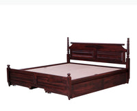 Calgary Solid Wood Queen Bed With Storage Drawers - Queen Size Bed - Furniselan-Rosewood-Fine-Finish