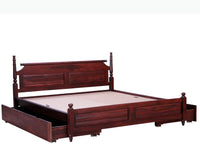 Calgary Solid Wood Queen Bed With Storage Drawers - Queen Size Bed - Furniselan-Rosewood-Fine-Finish