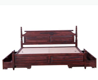 Calgary Solid Wood Queen Bed With Storage Drawers - Queen Size Bed - Furniselan-Rosewood-Fine-Finish