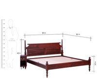 Calgary Solid Wood Queen Size Bed - Queen Size Bed - Furniselan-Rosewood-Fine-Finish