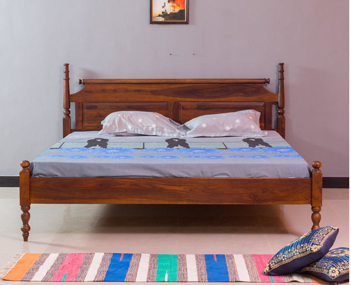 Calgary Solid Wood Queen Size Bed - Queen Size Bed - Furniselan