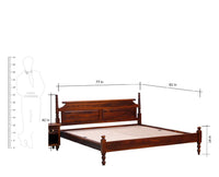 Calgary Solid Wood Queen Size Bed - Queen Size Bed - Furniselan-Kapasi-Brown-Finish