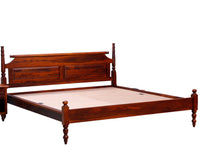 Calgary Solid Wood Queen Size Bed - Queen Size Bed - Furniselan-Kapasi-Brown-Finish