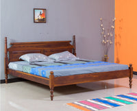 Calgary Solid Wood Queen Size Bed - Queen Size Bed - Furniselan-Kapasi-Brown-Finish