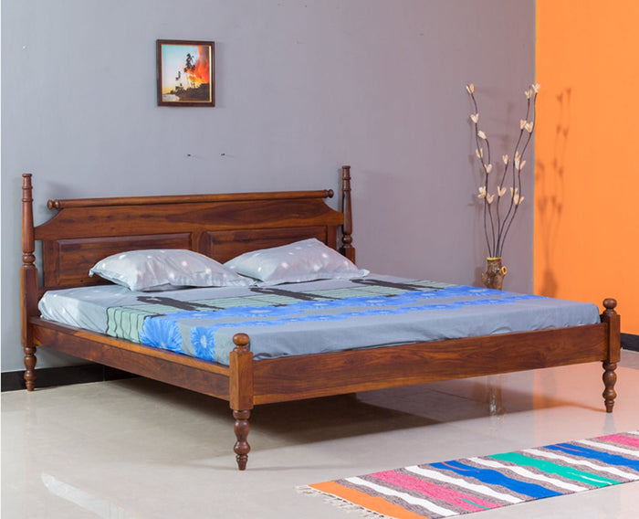 Calgary Solid Wood Queen Size Bed - Queen Size Bed - Furniselan