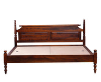 Calgary Solid Wood Queen Size Bed - Queen Size Bed - Furniselan-Kapasi-Brown-Finish