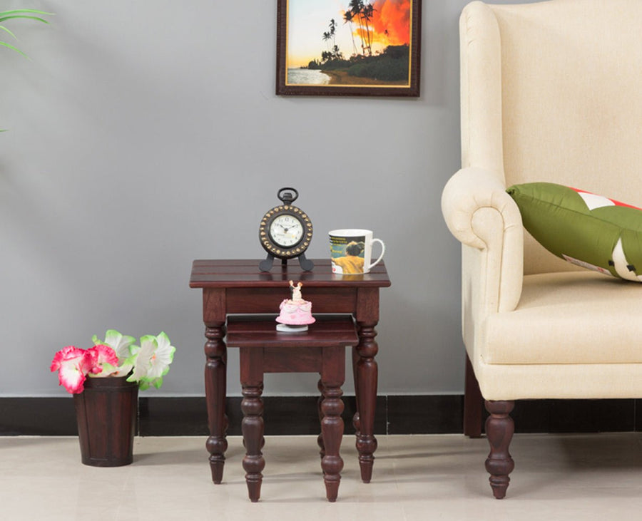 Calgary Solid Wood Set Of Tables - Stools - Furniselan - Rosewood-Fine-Finish