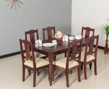 Calgary Solid Wood Six Seater Dining Set - Dining Set - Furniselan - Rosewood-Fine-Finish