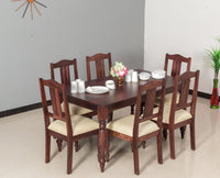 Calgary Solid Wood Six Seater Dining Set - Dining Set - Furniselan - Rosewood-Fine-Finish