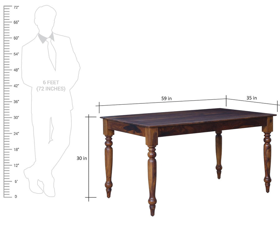Calgary Solid Wood Six Seater Dining Set - Dining Set - Furniselan - Kapasi-Brown-Finish