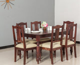 Calgary Solid Wood Six Seater Dining Set - Dining Set - Furniselan - Rosewood-Fine-Finish