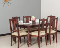 Calgary Solid Wood Six Seater Dining Set - Dining Set - Furniselan - Rosewood-Fine-Finish