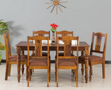 Calgary Solid Wood Six Seater Dining Set - Dining Set - Furniselan - Kapasi-Brown-Finish