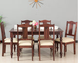 Calgary Solid Wood Six Seater Dining Set - Dining Set - Furniselan - Rosewood-Fine-Finish