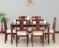 Calgary Solid Wood Six Seater Dining Set - Dining Set - Furniselan - Rosewood-Fine-Finish