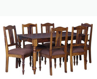 Calgary Solid Wood Six Seater Dining Set - Dining Set - Furniselan - Kapasi-Brown-Finish